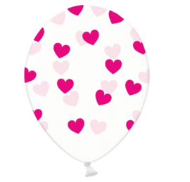 Hartjes ballonnen - roze - liefde love valentijn ballon - doorzichtig - 5stk. latex transparant - hart opdruk - ballonplus