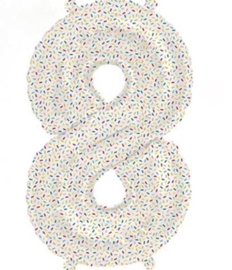 Cijfer - 8 - nummer - Spikkels - Div. Kleuren - Folie ballon (lucht) - 16inch / 40 cm