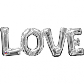 Love ballon - Zilver - Letters aan elkaar - Tekst Ballon -- Folie -  63 X 22 cm -  Lucht