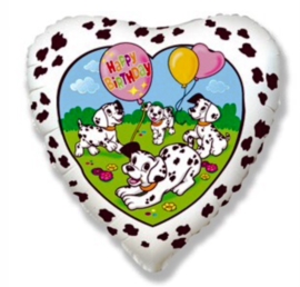 101 Dalmatiërs - Happy Birthday  - Wit - Folie Ballon - 18 Inch/ 45cm