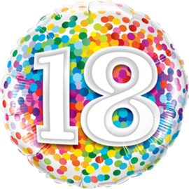 18 - confetti print verschillende kleuren - Folie Ballon - 18 inch/46cm