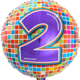 Vrolijke Verjaardags Cijfers 1 - 2 - 3 - 4 - 5 - 6 - 7 - 8 - 9 - 0 - Ronde Folie Ballon - 17 inch/43 cm