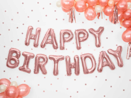 Happy  Birthday - Rose Goud - Slinger van letters /folie ballonpakket - 35 cm /geschikt voor lucht vulling