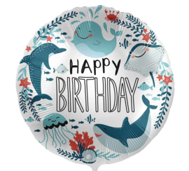 Happy Birthday - Onderwaterwereld Zee Dieren - 17 Inch / 43 cm