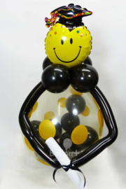 Cadeau - Kado Ballon - Geslaagd Smiley met Hoedje   - Folie Topballon