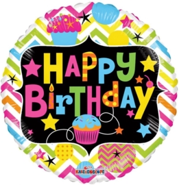Happy Birthday - Cupcake - Neon Ballon - 18 Inch /46cm