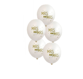 A Little Lovely Company - Mrs. and Mrs. - Metallic White - Gouden opdruk - Latex Ballon - 12inch