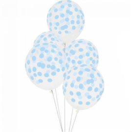 My Little Day - Confetti - baby blauw Geprint - Latex Ballon - 12 Inch. / 30 cm
