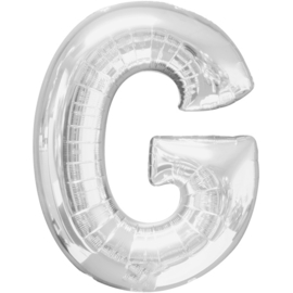 Letter G ballon zilver 86 cm - folieballon letter alfabet helium of lucht