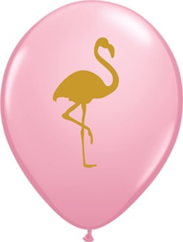 Flamingo -Goud / Roze - Latex Ballon -  11Inch / 27,5 cm - 5 st.