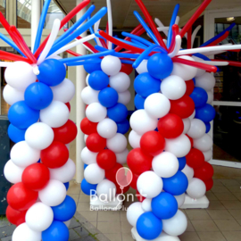 Ballonnen pilaar - standaard - Rood , Wit, Blauw - met sprieten