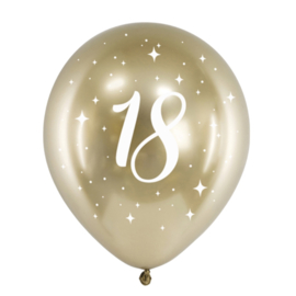 18 Cijfer - Goud Glossy - Latex Ballon - 30 cm / 6st.