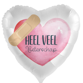 Heel veel Beterschap - Hart Folie Ballon - 17 Inch/43cm