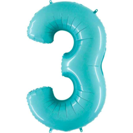 Cijfer - 1,2,3,4,5,6,7,8,9,0 -Pastel Blauw/Mint - XXL Folie Ballon - Nummer - 40 Inch./101cm