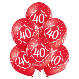 40 Jarig Jubileum - Rode Latex ballonnen - 12 Inch/30cm - 6 st.