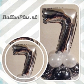 Cijfer - 7 -nummer - zilver - Folie ballon (lucht) - 16inch / 40 cm