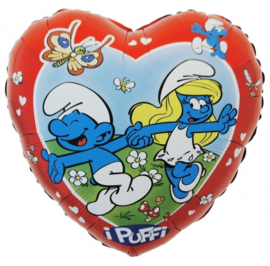 Smurf & Smurfin - Hart Folie Ballon - 18 Inch/45cm