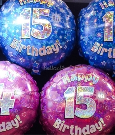 15 Folie ballon -  Happy Birthday - blauw - 18Inch/45cm