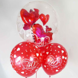 Bubbles- Dubbele Ballon  - Rode Harten -24 Inch / 60 cm