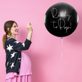 DIY: Ready to Pop!- Grote Zwarte Gender Reveal Ballon -Incl. Roze of Blauwe confetti - 36 inch/90 cm