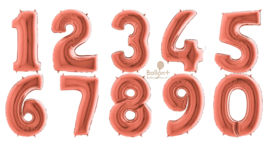 Cijfer - 41,2,3,4,5,6,7,8,9,0 - Rose Goud  - XXL Folie Ballon - Nummer - 40 Inch./102cm