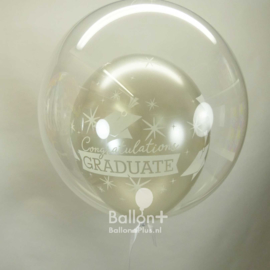 Geslaagd - Congratulations Graduate - Deco Ballon Transparant - Goud / Zilver - 20 Inch / 50 cm