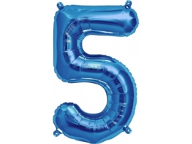 Cijfer - 5 - nummer - Blauw - Folie ballon (lucht) - 16inch / 40 cm