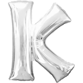 Letter K ballon zilver 86 cm - folieballon letter alfabet helium of lucht