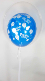 Decoratie Helium Ballon  -  Transparant met Get Wel Soon Latex Ballon  / kan ook  met andere kleuren - 20 Inch/50cm - met Wit Lint