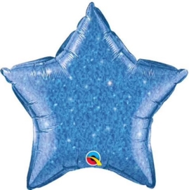 Ster - Blauw - Holografisch - Folie Ballon - 20 Inch / 50 cm