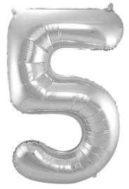 Cijfers - 1, 2, 3, 4, 5, 6, 7, 8, 9, 0 - Zilver - XXL Folie Ballon - Nummer - 34inch./86cm