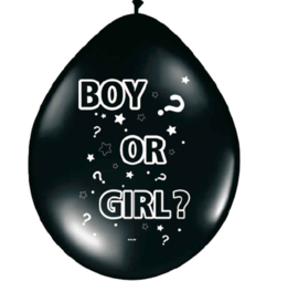 Boy or Girl? - Zwarte Gender Reveal Latex Ballonnen - 12 inch/30 cm - 8 st.