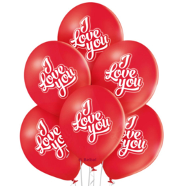 I Love You - Rode Latex Ballonnen - 12 Inch/30 cm - 6 st.