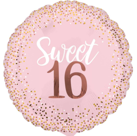 Sweet 16 - Roze/Rose Goud - XL Folie Ballon - 28 Inch/71 cm