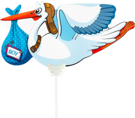 Ooievaar Boy - Folie Ballon - 21 cm ( lucht)