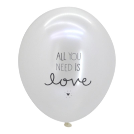 A Little Lovely Company  - All you need is love  - Pearl White -  Latex ballon - 12 inch / 30cm