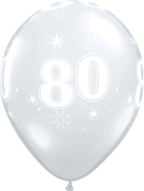 80 - Nummer - Doorzichtige - latex ballon - 11 Inch. / 27,5cm- 5st.