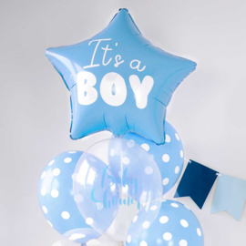 It's a Boy -Blauw - Hart Folie Ballon - 18 inch/45cm