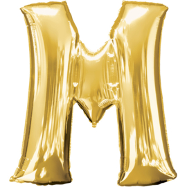 Letter M ballon goud 86 cm - folieballon letter alfabet helium of lucht
