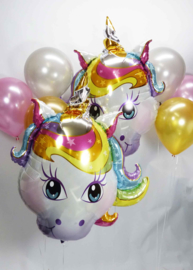 Unicorn - Hoofd - Pastel kleuren - folie ballon - XXL - 38 Inch/97 cm