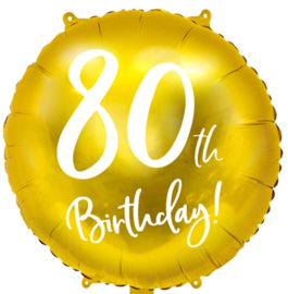 80th Birthday! - Gouden Folie Ballon - 18 Inch/45cm