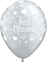 Just Married -Zilver - Latex Ballon - 11 Inch / 27,5 cm