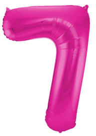 Cijfer - 1, 2, 3, 4, 5, 6, 7, 8, 9, 0 - Fuchsia Roze - XXL Folie ballon - Nummer - 34 Inch/ 86cm.