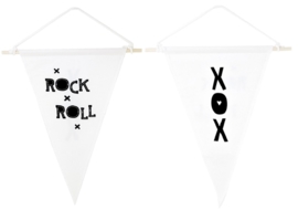 A Little Lovely Company - Kids - Muur vlag - x Rock x Roll x / XOX - 2 kanten bedrukt - Woonaccessoire