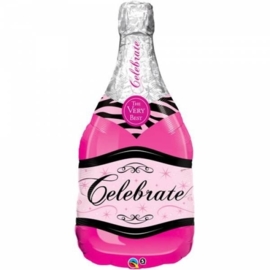 Champagne fles - Celebrate - Roze - Personaliseerbaar - XXL Folie Ballon - 39 Inch / 92,5 cm