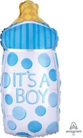 It's a Boy - Blauwe - XL Baby Fles - 10x23 Inch / 25x58 cm