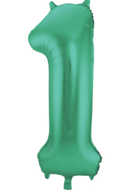 Cijfer - 1 - Mat Groen - XXL Folie Ballon - Nummer - 34inch./86cm