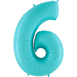 Cijfer - 1,2,3,4,5,6,7,8,9,0 -Pastel Blauw/Mint - XXL Folie Ballon - Nummer - 40 Inch./101cm