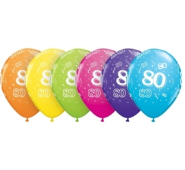 80 - nummer - div. kleuren - latex ballon - 11 inch/27,5cm