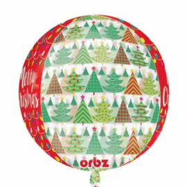 Merry Christmas - Kerstboom / Lampjes - Rood / Groen - Orbz Ballon - 15x16 Inch/38x40 cm